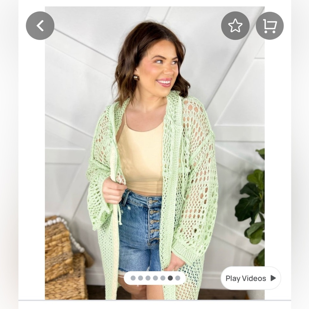 Lime Green Pol Open-Knit Hooded Cardigan Sweater size large nwt